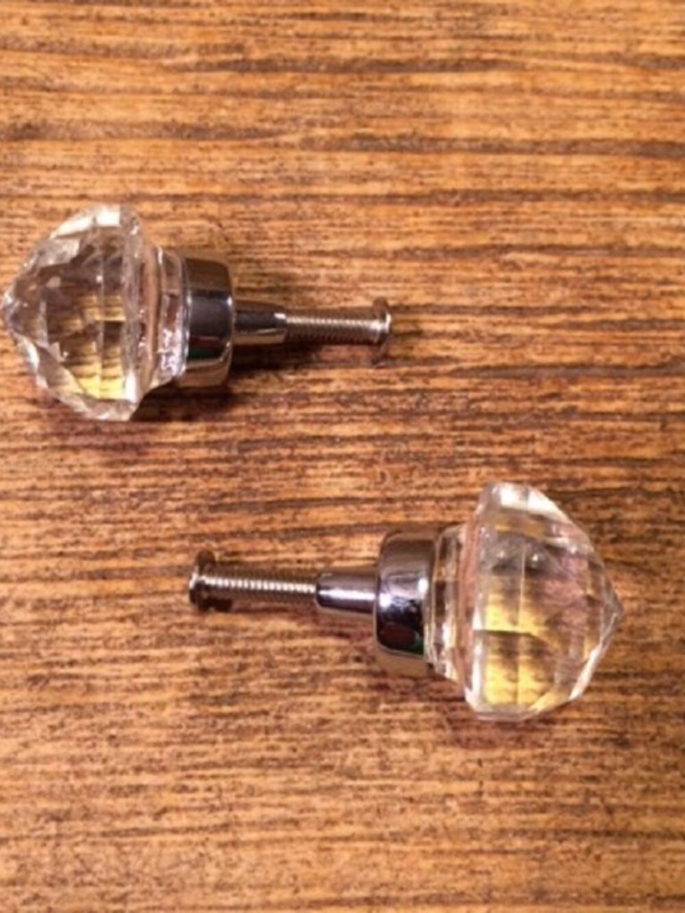 Small 1 1/2" wide Clear Solid Crystal Glass Drawer Pulls Set of Two (2) HO35C